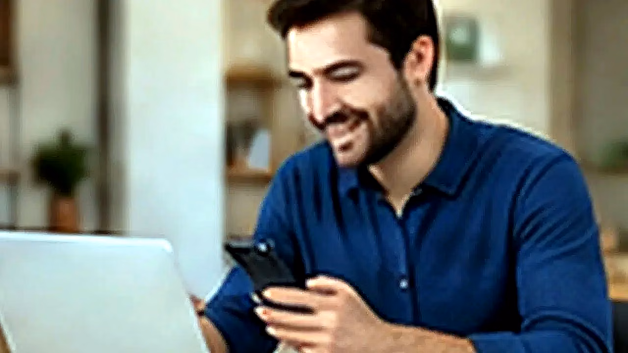 Persona usando WhatsApp Web con laptop y celular en Argentina