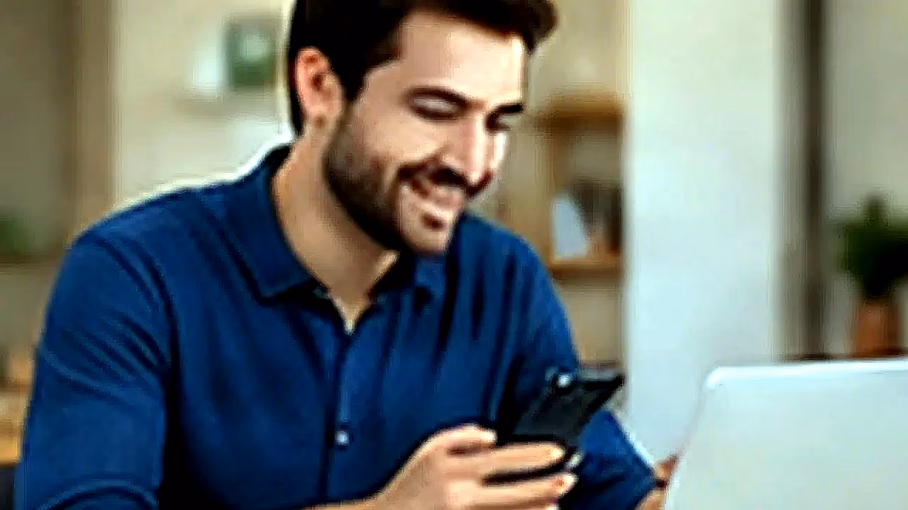 Persona usando WhatsApp Web con laptop y celular en Colombia