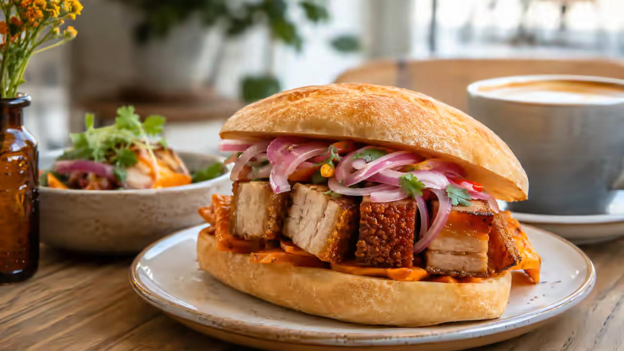 Receta de pan con chicharrón peruano para hacerlo en casa: detalle visual de ingredientes y textura