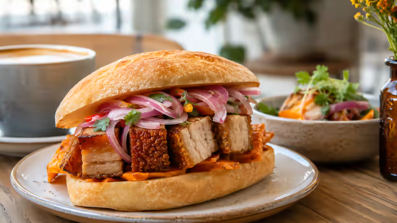 Receta de pan con chicharrón peruano para hacerlo en casa: escena adicional relacionada con la preparación peruana