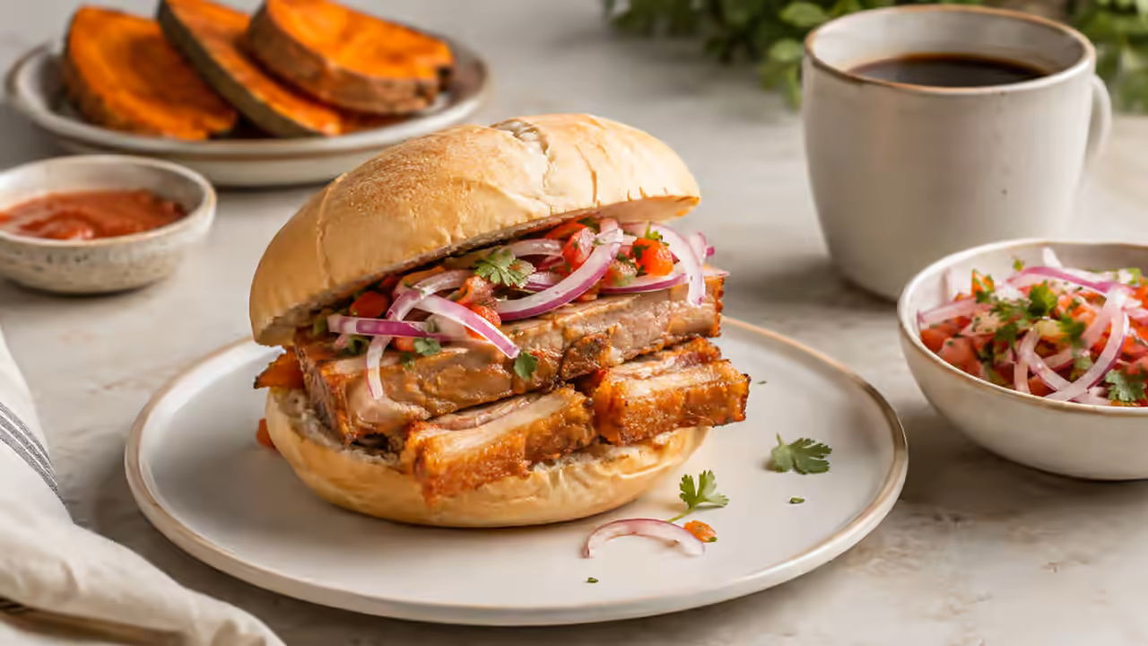 Pan con chicharrón: calorías, porciones y cómo equilibrarlo: detalle visual de ingredientes y textura