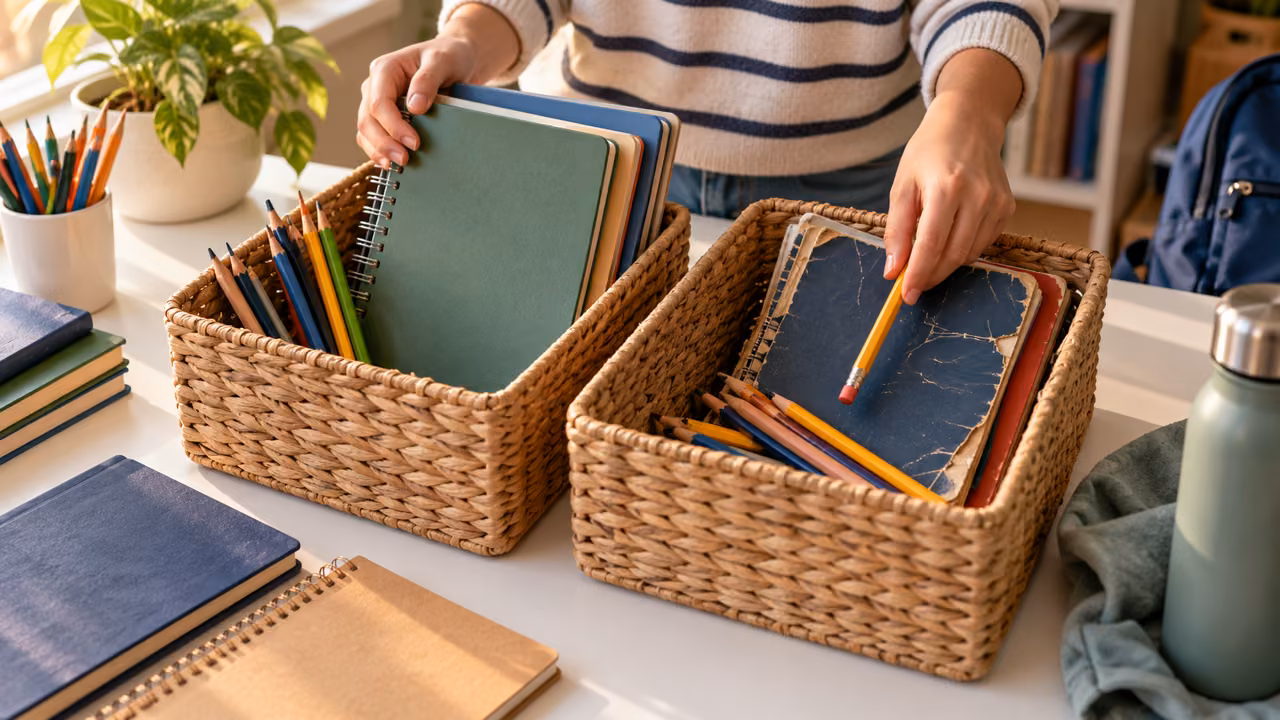 Cómo organizar y reutilizar los útiles escolares en casa