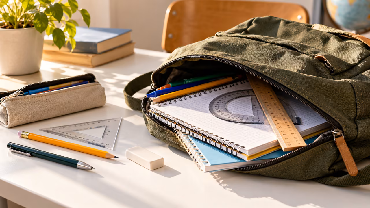 Materiales escolares para la lista para secundaria
