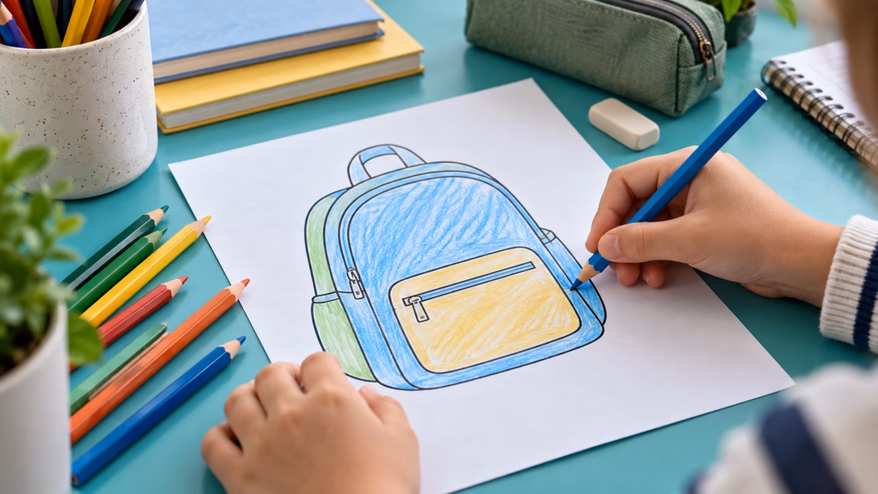 Materiales escolares para dibujos de útiles para colorear
