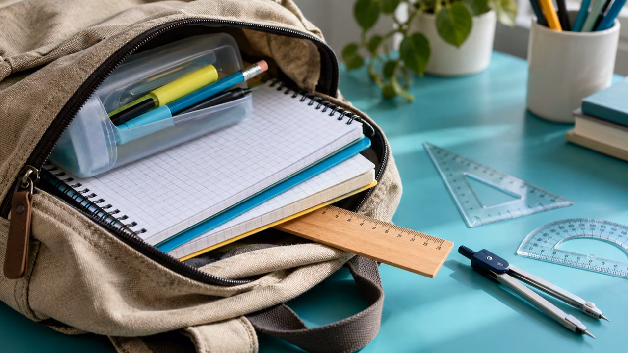 Materiales escolares para la lista para secundaria