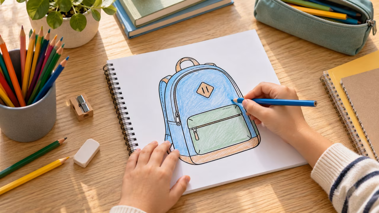 Materiales escolares para dibujos de útiles para colorear