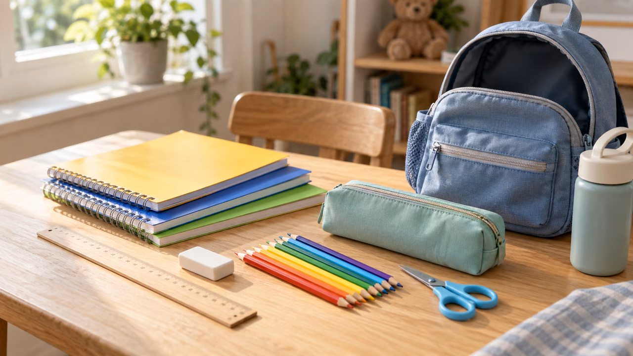 Materiales escolares para la lista para primaria