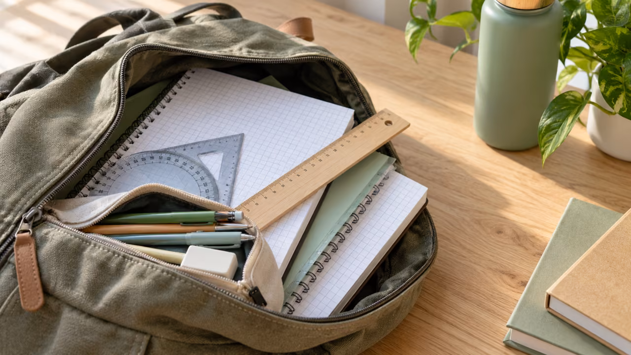 Materiales escolares para la lista para secundaria