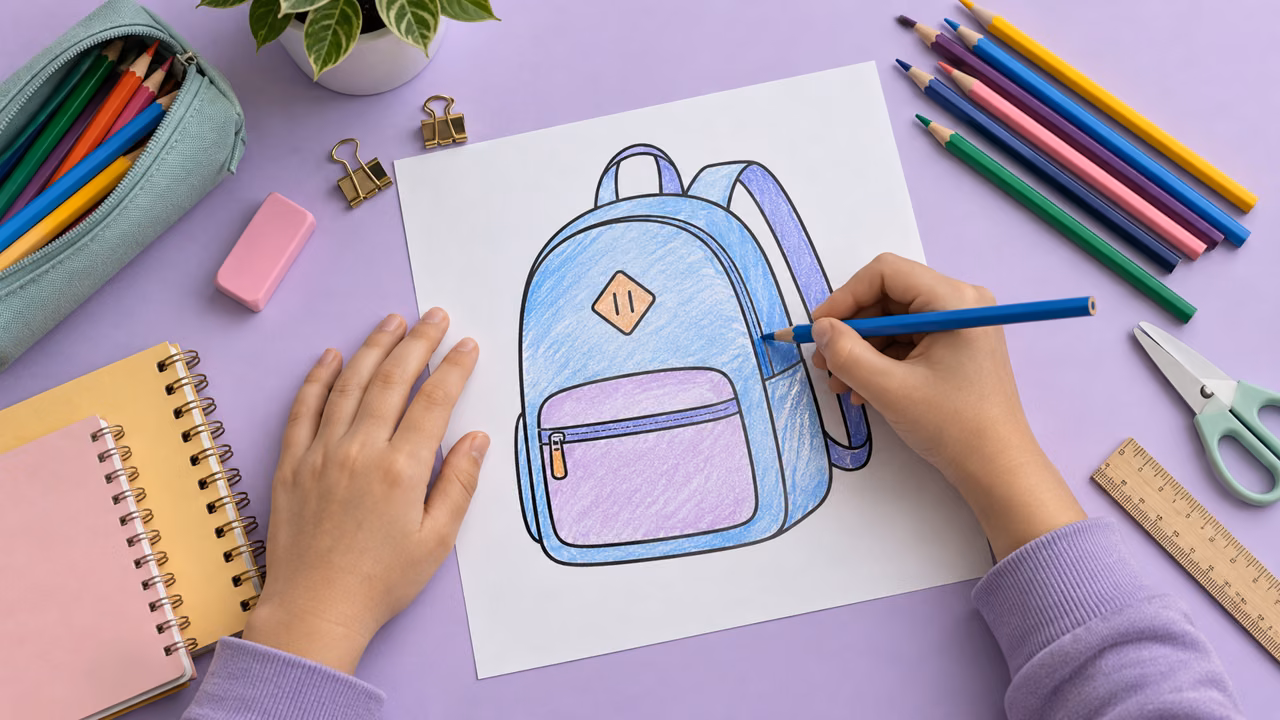 Materiales escolares para dibujos de útiles para colorear