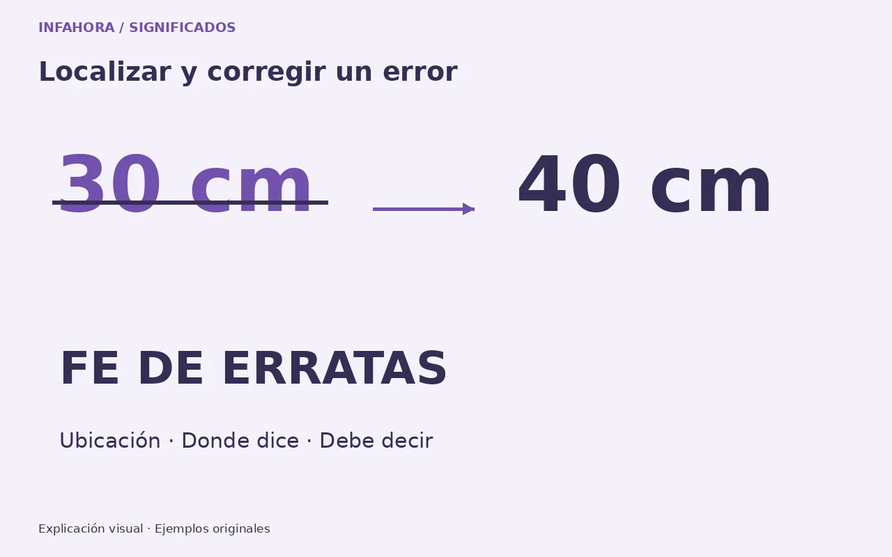 FE DE ERRATAS: Localizar y corregir un error. Gráfica explicativa original.