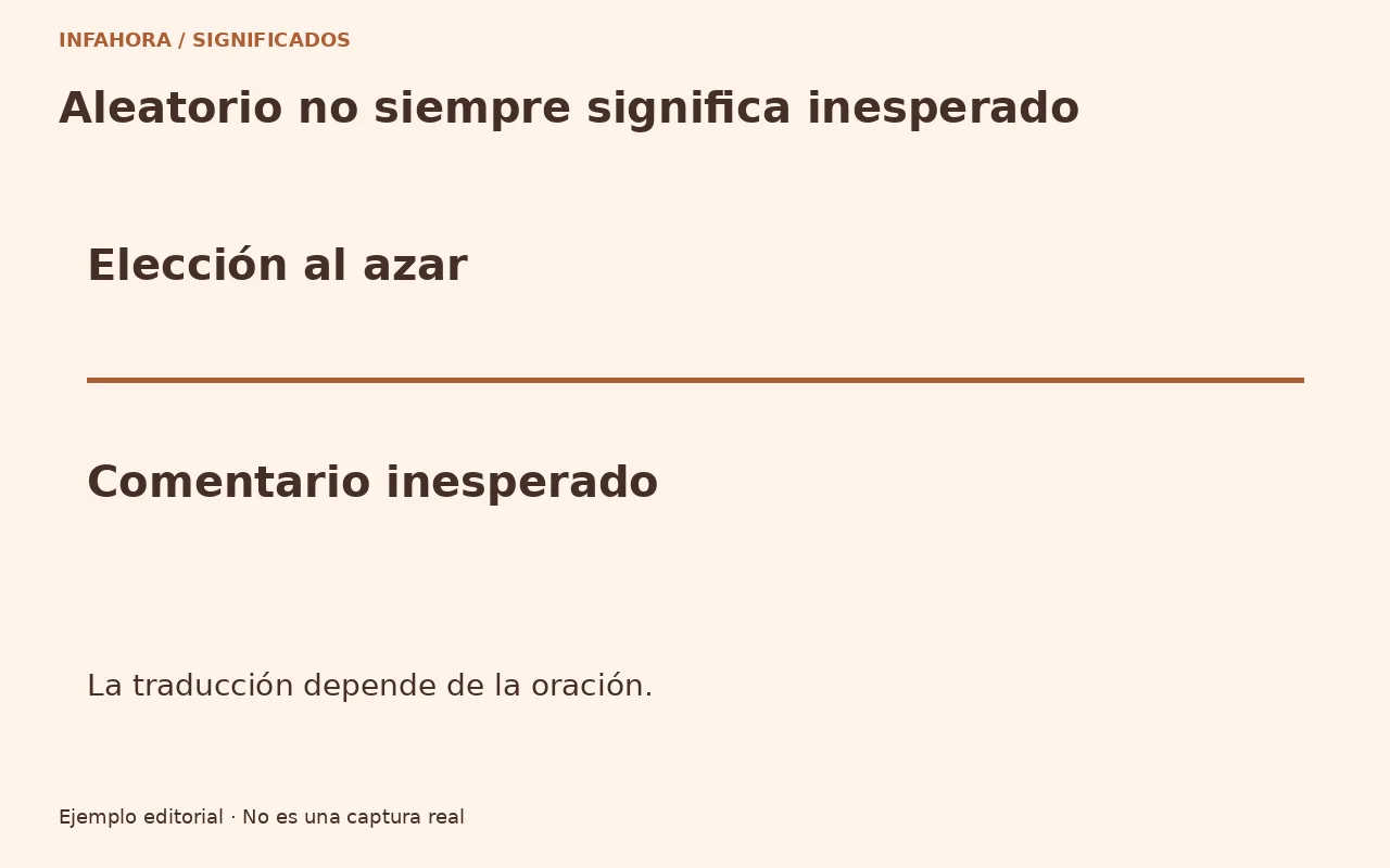 Elección al azar. Comentario inesperado. La traducción depende de la oración.