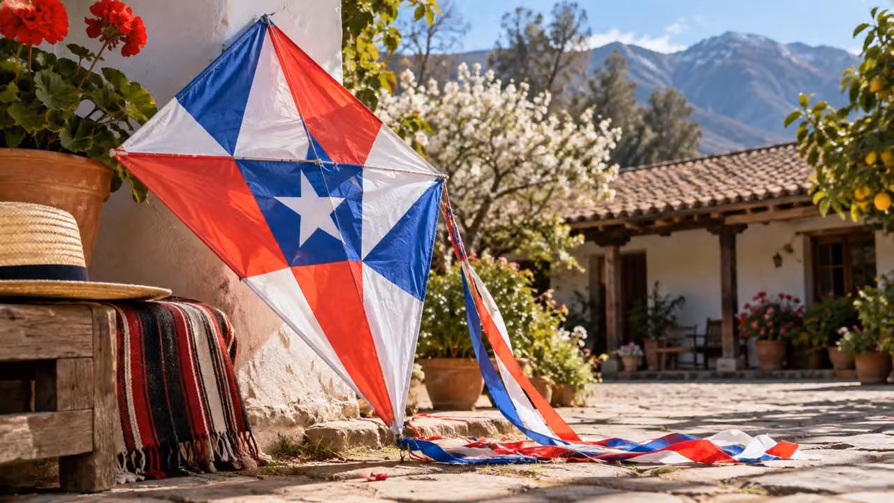 Ilustración fotográfica: Volantín de colores en un patio tradicional