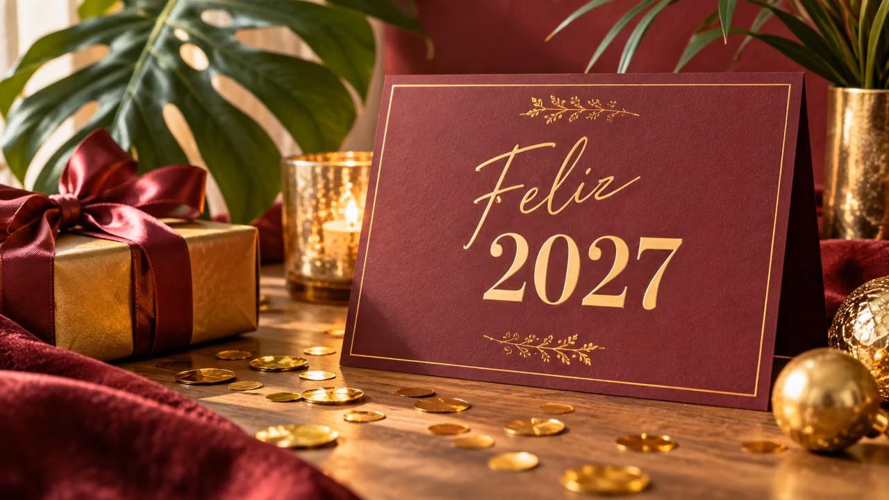 Escena ilustrativa para mensajes de año nuevo