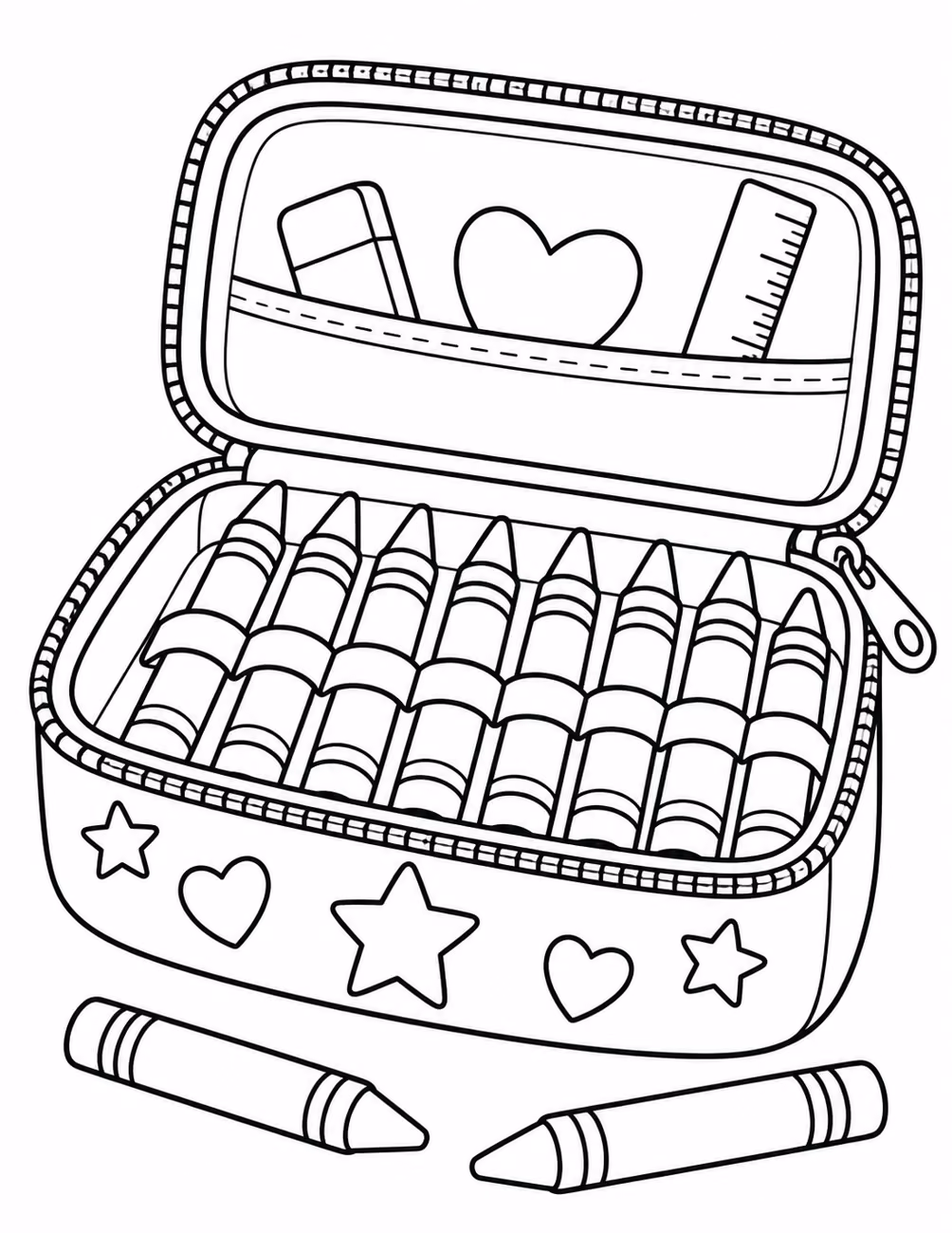 Lámina de materiales escolares para colorear 2