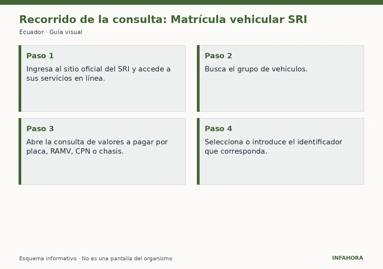 Recorrido de la consulta: Matrícula vehicular SRI