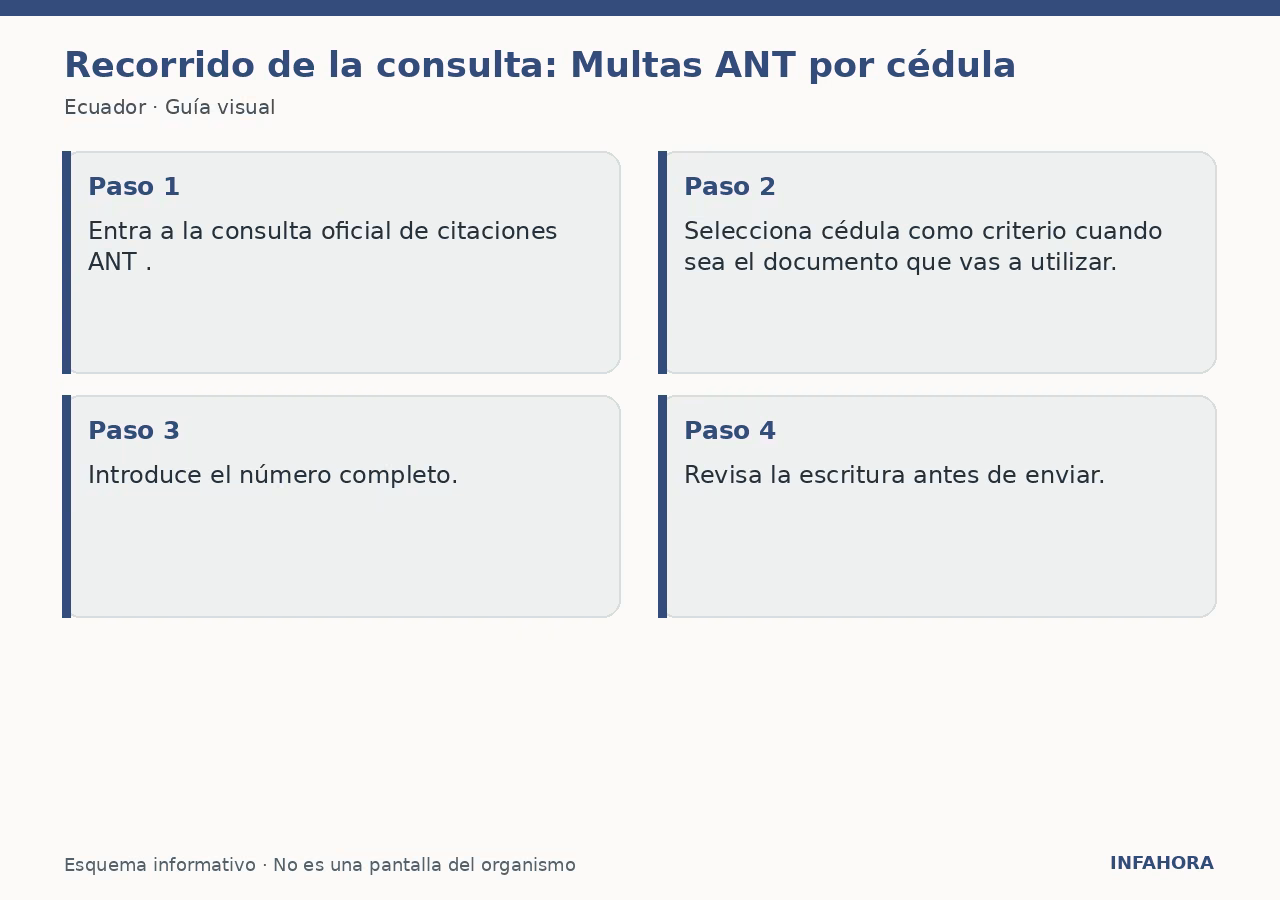 Recorrido de la consulta: Multas ANT por cédula