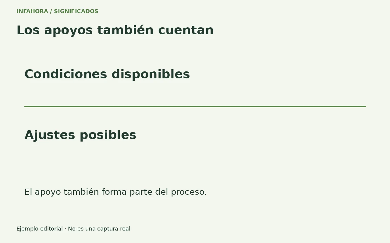 Condiciones disponibles. Ajustes posibles. El apoyo también forma parte del proceso.
