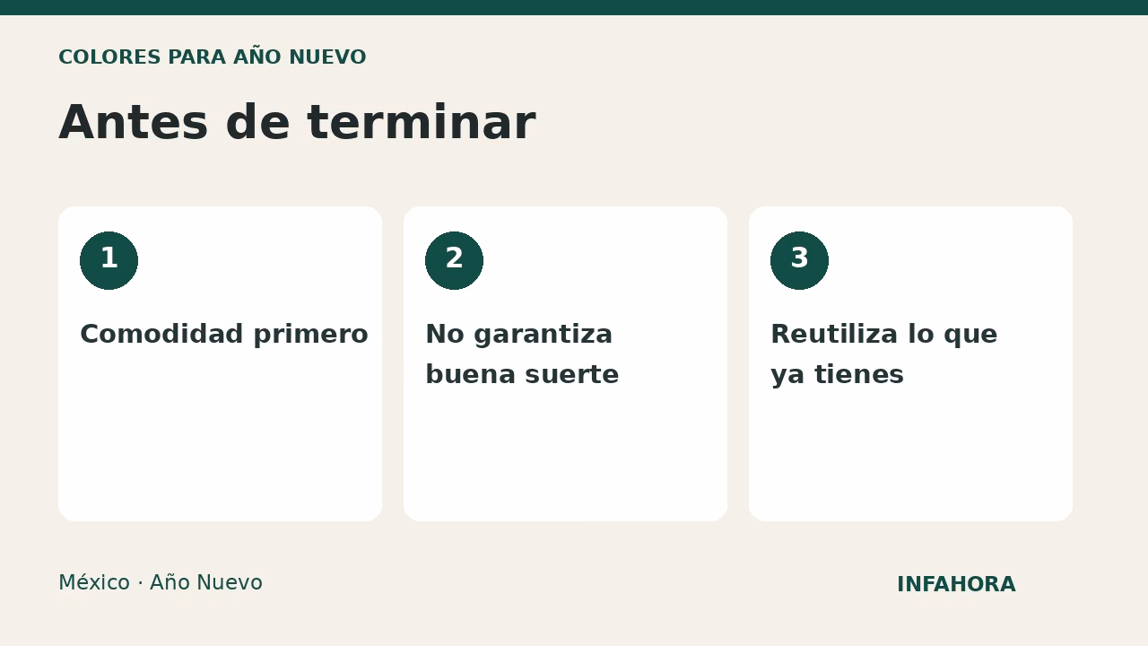 Antes de terminar: Comodidad primero, No garantiza buena suerte, Reutiliza lo que ya tienes