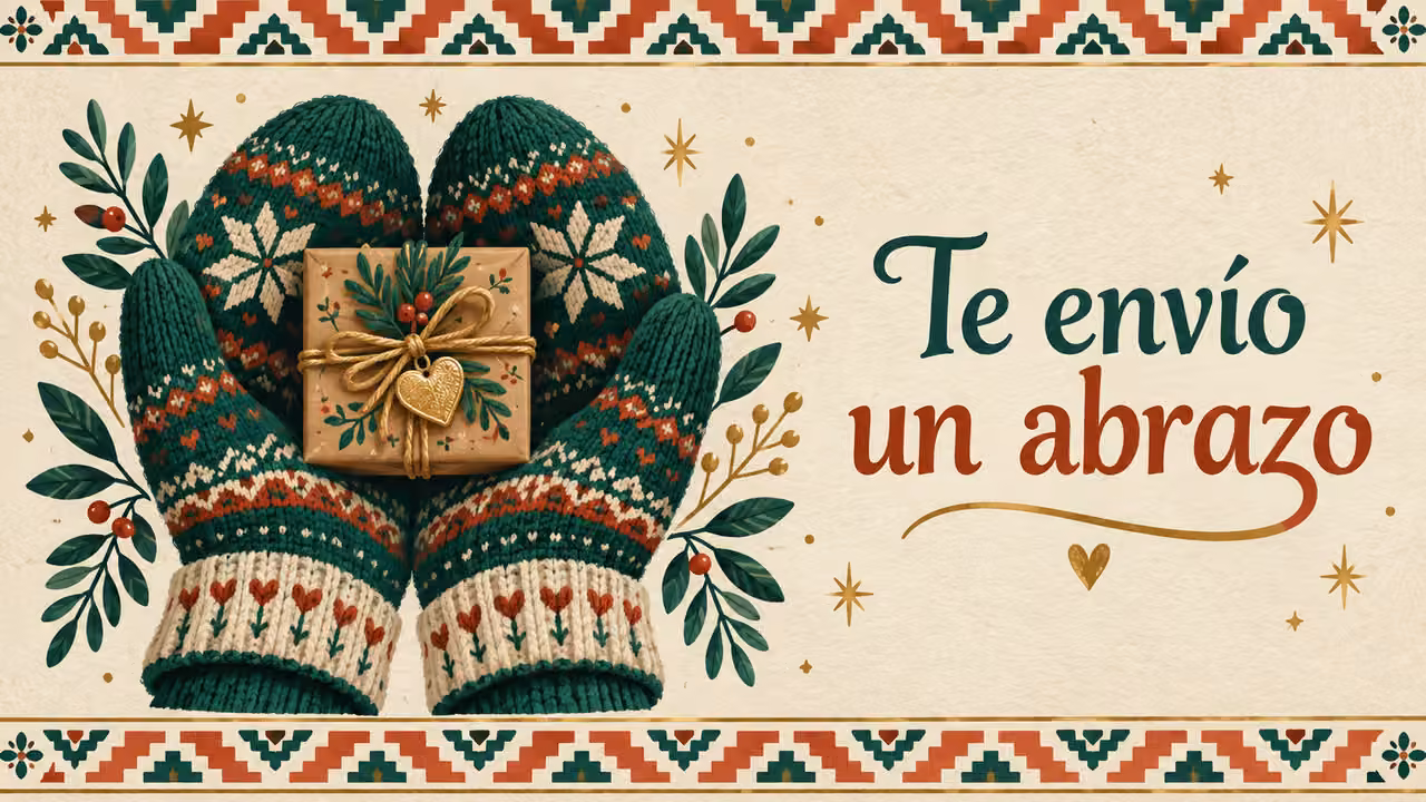 Tarjeta navideña: Te envío un abrazo