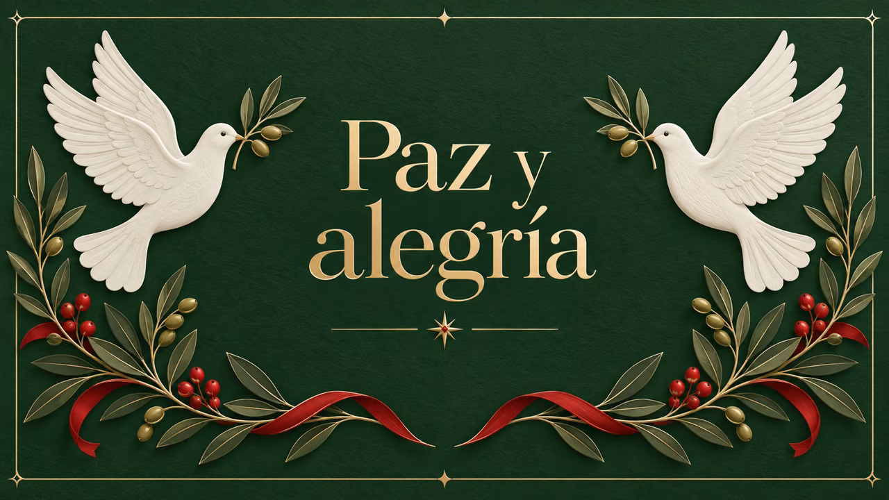 Tarjeta navideña: Paz y alegría