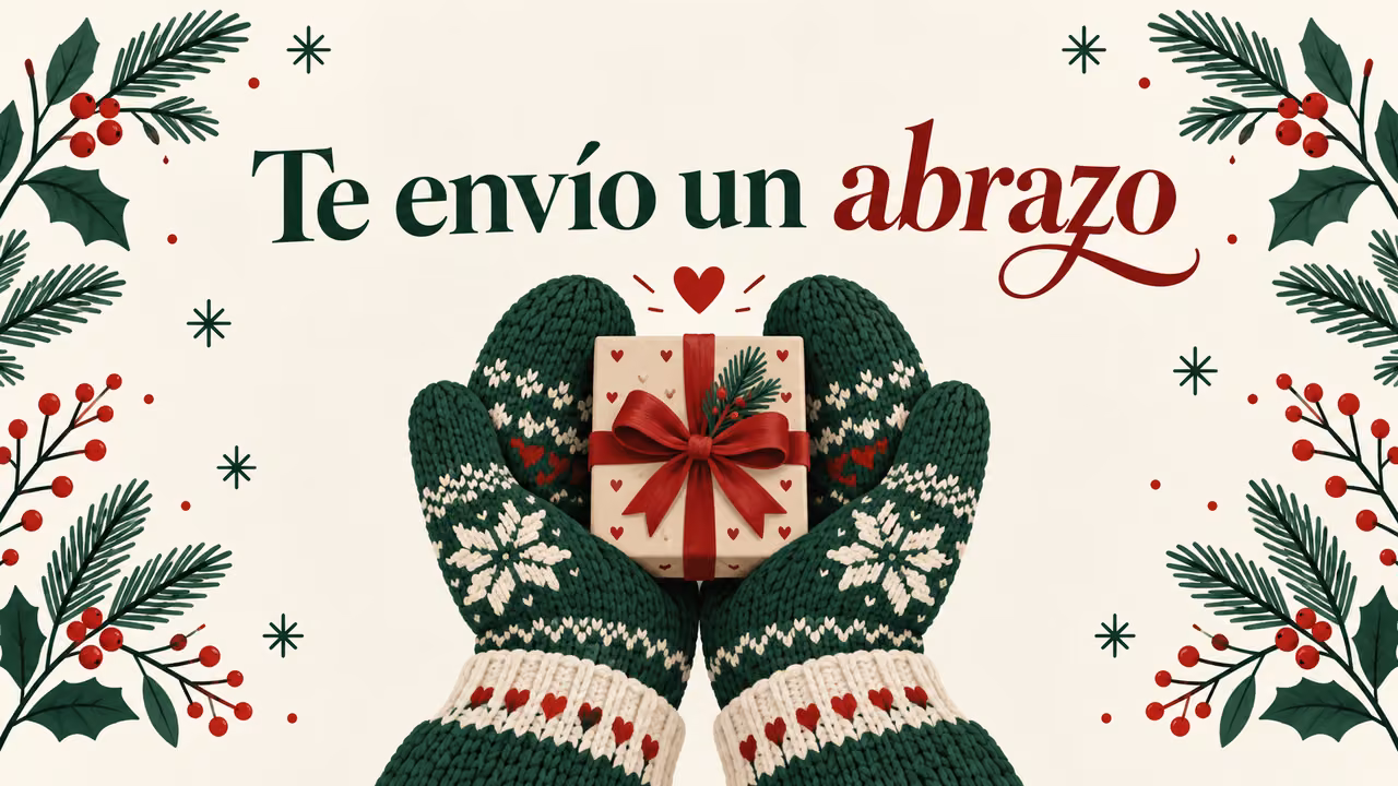 Tarjeta navideña: Te envío un abrazo